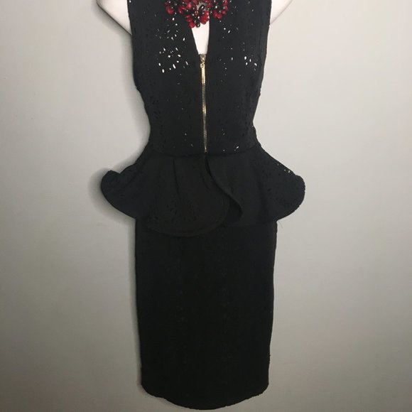 Boutique - Black Peplum Cocktail Dress - Item#92 - Picture 2 of 11